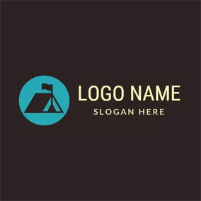 Canopy Logo Solid Blue Circle and Tent Icon logo design
