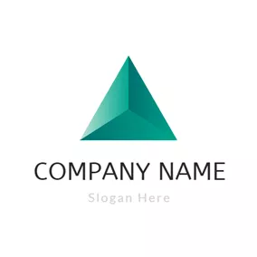 3D Logo Solid Geometry Green Triangle logo design
