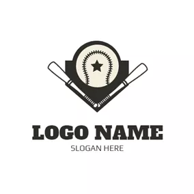 棒球Logo Solid Shape and Baseball logo design