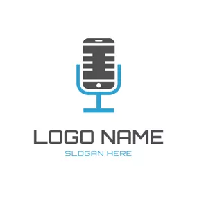Broadcast Logo Sound Wave and Microphone logo design