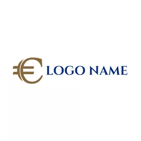 欧元 Logo Special Brown Euro Sign logo design