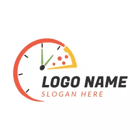 披薩Logo Special Colorful Clock logo design