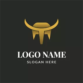 金色　ロゴ Special Golden Taurus Cattle Horn logo design