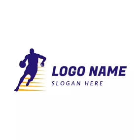 再生ロゴ Speed and Basketball Player logo design
