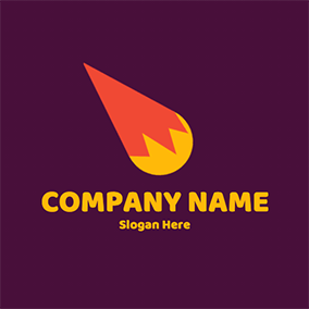 Yellow Logo Speed Fast Simple Fireball logo design