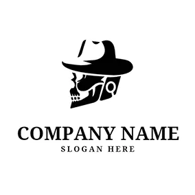 Logótipo Anónimo Spooky Skull and Hat logo design