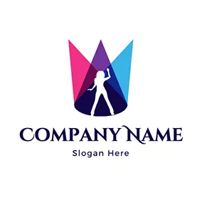 舞蹈Logo Spotlight Triangle Girl Dance logo design