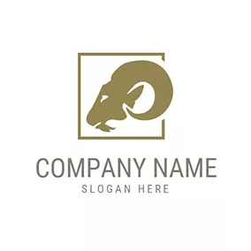 公羊Logo Square and Abstract Ram Icon logo design