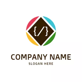 代码logo Square and Code Symbol logo design