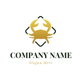 金色 Logo Square and Gradient Golden Crab logo design
