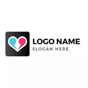 交友軟體 Logo Square and Heart logo design