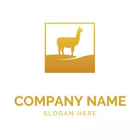 コラージュロゴ Square and Llama Outline logo design