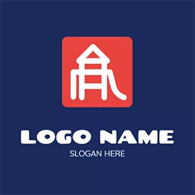 育児のロゴ Square and Playground Icon logo design