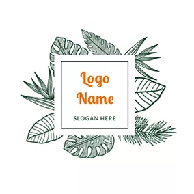 環境ロゴ Square and Tropical Leaves logo design