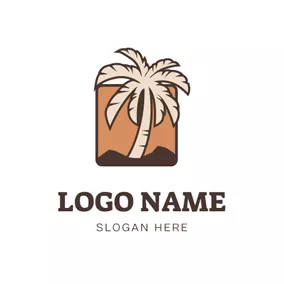 Ground Logo Square Background and Palm Tree logo design