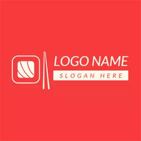 Recipe Logo Square Bowl and Chopsticks logo design