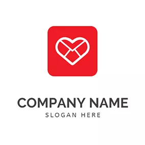 交友软件 Logo Square Envelope and Heart logo design