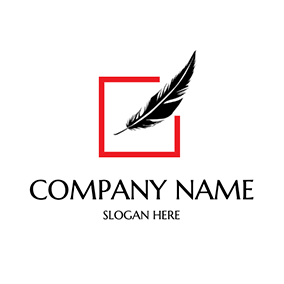 ライティング　ロゴ Square Feather Quill Editing logo design