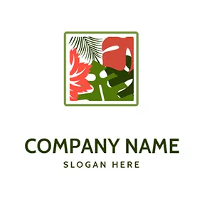 Logótipo De Colagem Square Frame Leaves Jungle logo design
