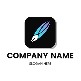 Blue Logo Square Gradient Pen Editing logo design