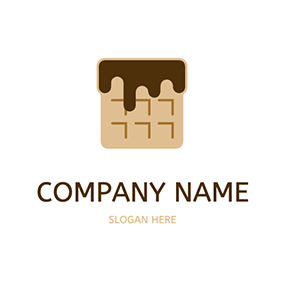 甜點 Logo Square Grid Chocolate Waffle logo design
