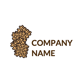 华夫饼 Logo Square Grid Delicious Waffle logo design