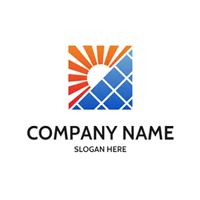 Figure Logo Square Sun Solar Panel Energy logo design