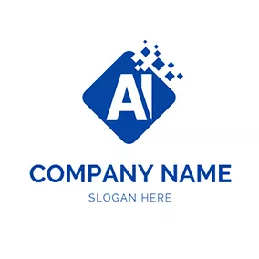 AI Logo Square Tech and Letter A I logo design