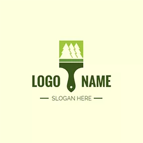 樹Logo Square Tree and Brush logo design