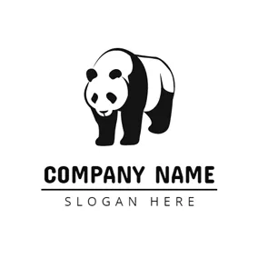 平底鍋 Logo Standing Giant Panda logo design