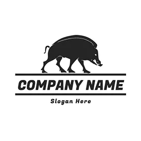 Emblem Logo Standing Strong Wild Boar logo design