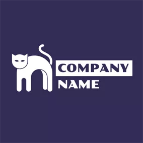 刺しゅうをするロゴ Standing White Cat logo design