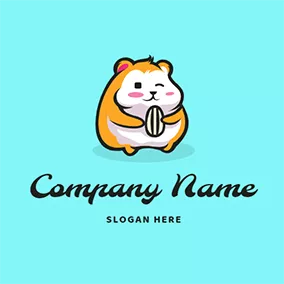 Eat Logo Standing Wink Cute Hamster logo design