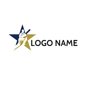Best Logo Star and Batsman With Cricket Bat logo design