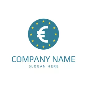Business Logo Star Encircled Euro Symbol logo design