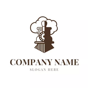 茶Logo Steam and Railway Head logo design
