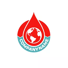 Aqua Logo Stitching Ring and Blood Drop logo design
