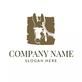 Drawing Logo Stone Wall and Donkey Head logo design