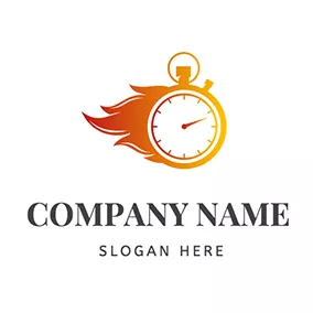 時計ロゴ Stopwatch Combine Fire logo design
