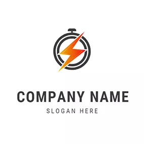 Exciting Logo Stopwatch Simple Lightning logo design