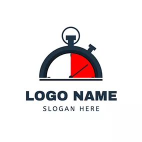 接続するロゴ Stopwatch Simple Semicircle logo design