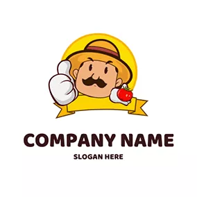 Shape Logo Straw Hat Banner Sun Farmer logo design