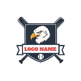 アメリカのロゴ Strict Eagle Head and Black Badge logo design