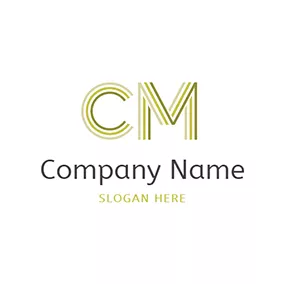 Green Logo Stripe Simple Letter C M logo design