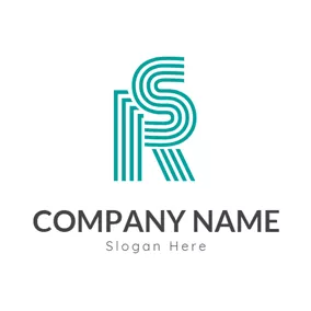 Sr Logo Striped Conjoint Letter R and S logo design