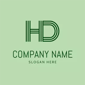 H Logo Striped Letter D and H logo design