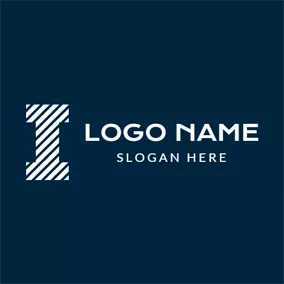 Iロゴ Striped White Letter I logo design
