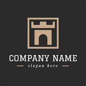 城堡 Logo Strong Gate and Frame Icon logo design