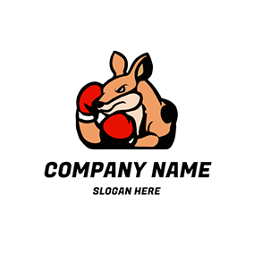 カンガルーロゴ Strong Kangaroo Boxer logo design