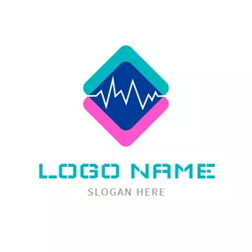 Red And Blue Logo Strong Music Beat logo design